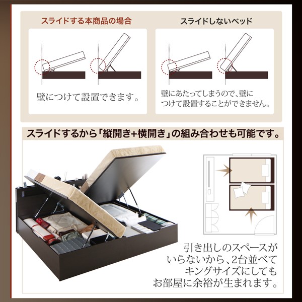 シングルベッド 白 大容量収納ベッド 薄型プレミアムボンネルコイル