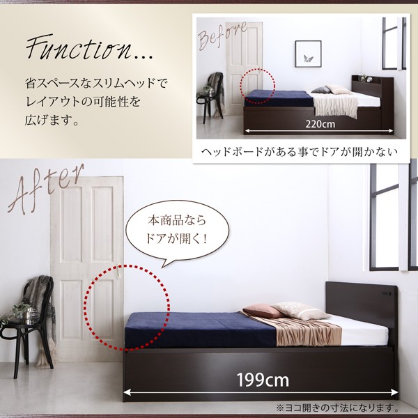 日本製即納 セミダブルベッド 茶 ダークブラウン 薄型プレミアムボンネルコイルマットレス付き 収納付き(幅:セミダブル)(奥行:レギュラー)(深さ:深さの通販はau PAY マーケット - 株式会社夢の小屋|商品 2022定番