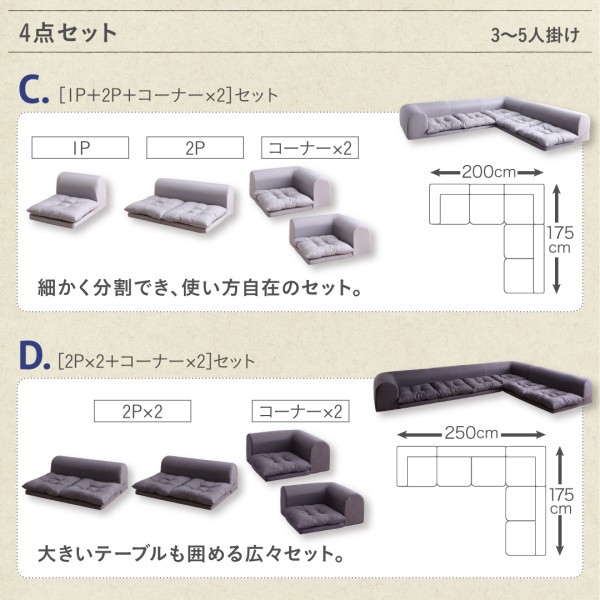 人気定番新品 フロアソファ 低い フロアタイプ ローソファ ロータイプ ソファ4点セット が選べるレイアウト自在のフロアコーナーソファ 角 L字 L型 ( の通販はau PAY マーケット - 株式会社夢の小屋|商品ロ 超激得正規品