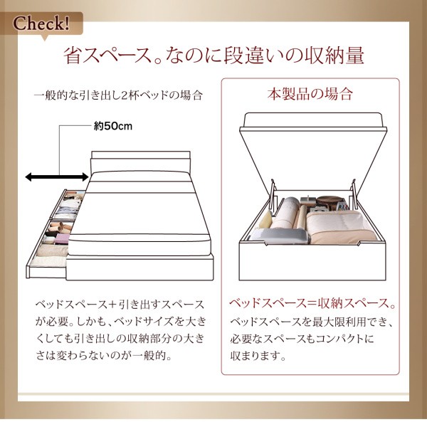 セミシングルベッド 茶 大容量収納ベッド 薄型抗菌国産ポケットコイル