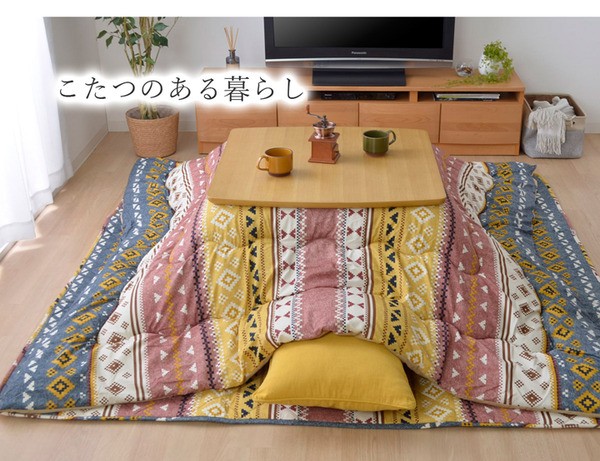 カジュアル こたつ布団/寝具 【幾何柄 セット レッド 約190cm×240cm