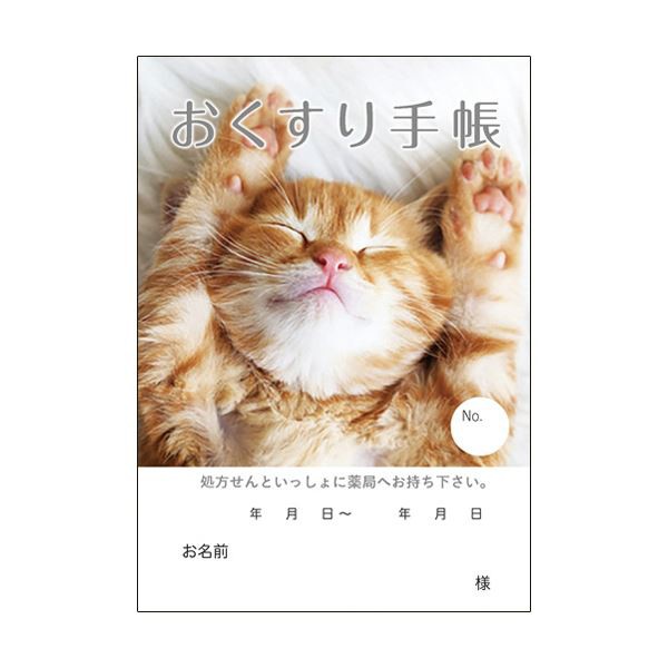 まとめ）どうぶつ見つけたおくすり手帳 16ページ ねこ 1パック（100冊