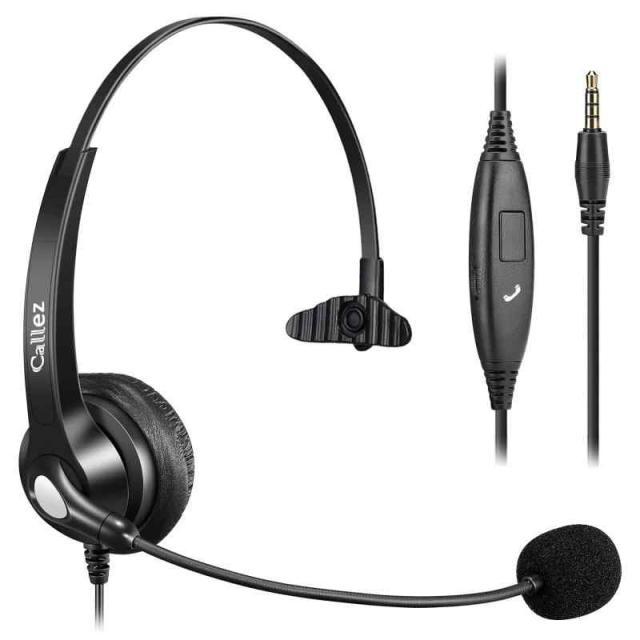 他サイト： Callez 3.5mm携帯電話用ヘッドセット ノイズキャンセリングマイク付きPC用ヘッドホン iPhone、PC、スマートフォの商品画像