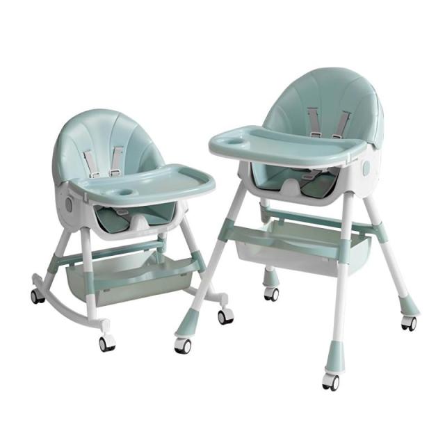 他サイト： ZOOBLY ベビーチェア ハイチェア ローチェア ハイローチェア 折りたたみ 取り外し可能なキャスター 二段テーブル付き 五点の商品画像