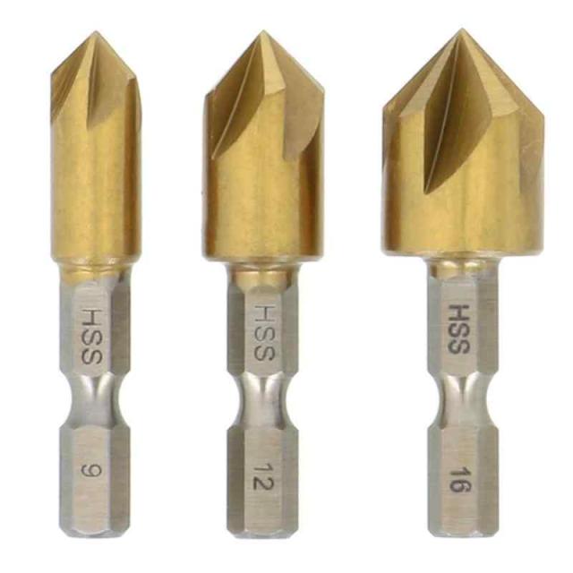 他サイト： 高儀(Takagi) EARTH MAN 面取カッター 3本組 9・12・16mm チタンコーティング 耐久性 耐摩耗性 490の商品画像