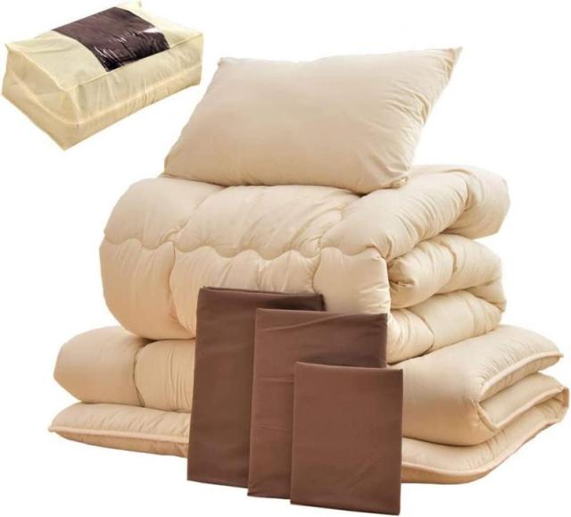 他サイト： タンスのゲン 布団7点セット シングル 中綿1.6kg 抗菌 防臭 洗える 布団セット 収納ケース付 固綿三層敷布団 掛布団 敷の商品画像