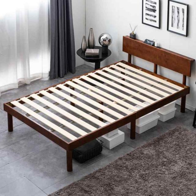 他サイト： タンスのゲン ベッド 北欧パイン 宮棚 2口コンセント すのこベッド ベッドフレーム 単品 ローベッド おしゃれ 4960078の商品画像