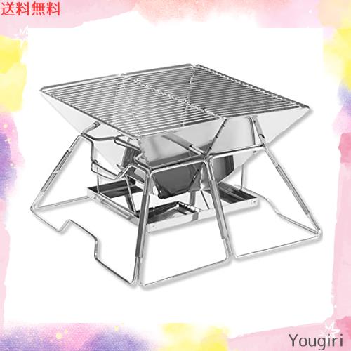 他サイト： CARBABY バーベキューコンロ 焚き火台 アウトドアコンロ 折りたたみ BBQコンロ 1台2役 2-4人用 灰受けケース付きの商品画像