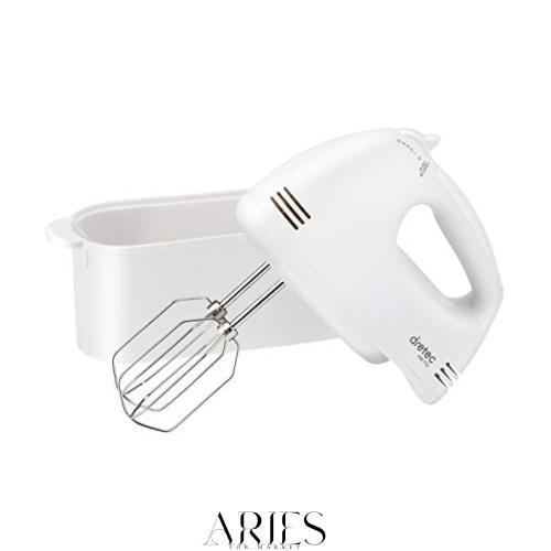 他サイト： dretec(ドリテック) 740gの軽量で疲れにくいハンドミキサー スピード5段階切替/電源コード、ビーターが収納できるケースの商品画像