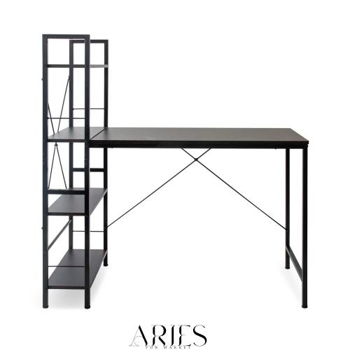 他サイト： アイリスプラザ パソコンデスク デスク収納 整理 ラック付きデスク オフィス 机 PCデスク テレワーク ブラック 幅114? の商品画像