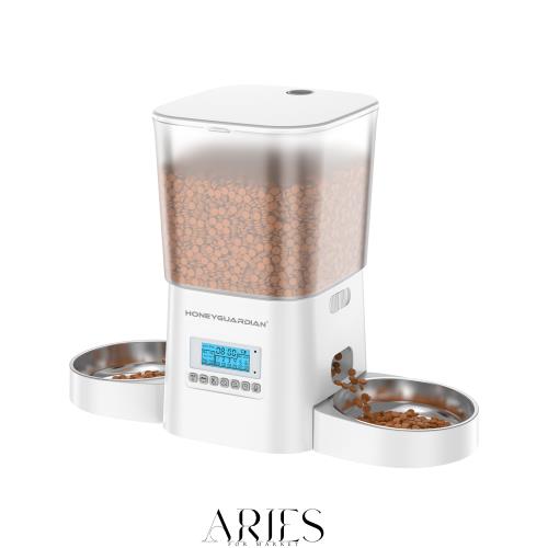 他サイト： HONEYGUARDIAN 自動給餌器 猫 犬 2匹 タイマー式 3.5L容量 定時定量 1日6食 猫 餌 自動 2個のステンレの商品画像
