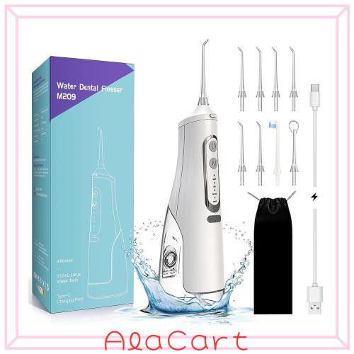 他サイト： 口腔洗浄器 Annmiir 替えノズル8本 4種類の水流 モード 容量310MLタンク IPX7防水 USB充電式 携帯型 口腔の商品画像