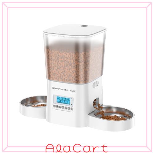 他サイト： HONEYGUARDIAN 自動給餌器 猫 犬 2匹 タイマー式 3.5L容量 定時定量 1日6食 猫 餌 自動 2個のステンレの商品画像