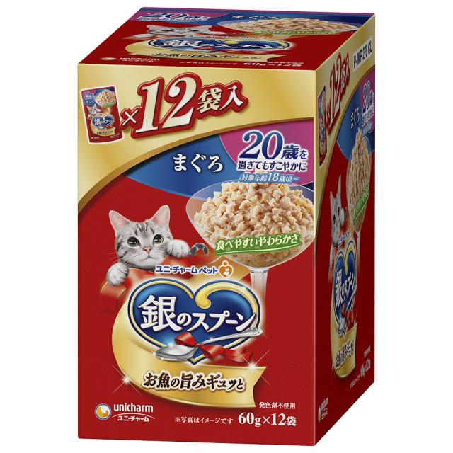 他サイト： unicharm ユニ・チャーム 銀のスプーン パウチ 20歳を過ぎてもすこやかに まぐろ 60g×12個の商品画像