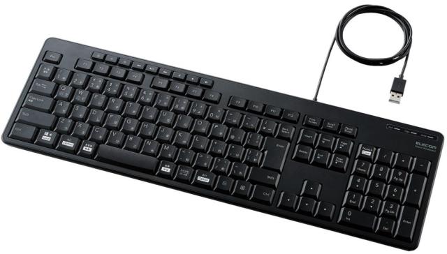 他サイト： ELECOM エレコム フルキーボード/有線/静音設計/抗菌/ブラック TK-FCM114SKBKの商品画像