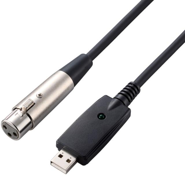 他サイト： ELECOM エレコム 楽器用ケーブル/マイク/USB/3m/ブラック DH-XLRU30BKの商品画像