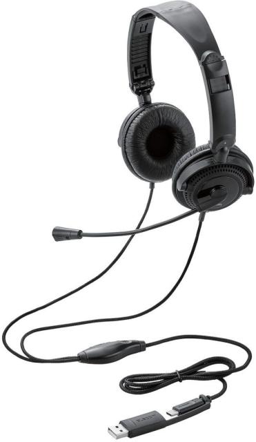 他サイト： ELECOM エレコム モバイルヘッドセット/両耳オーバーヘッド/単一指向性マイク/約1.2m/Type-C端子/USB-A変換の商品画像