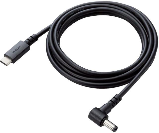 他サイト： ELECOM エレコム ノートPC用充電ケーブル/USB Type-C/DC丸コネクタ/60W/2.0m/ブラック DC-PDFの商品画像