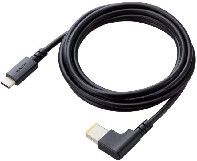 他サイト： ELECOM エレコム ノートPC用充電ケーブル/USB Type-C/DC角コネクタ/60W/2.0m/ブラック DC-PDLの商品画像