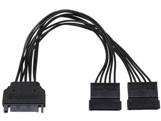 他サイト： ainex アイネックス シリアルATA用二股電源ケーブル 15cm ブラック S2-1501SAC-BKの商品画像