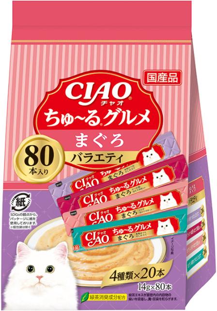 他サイト： INABA いなばペットフード CIAO ちゅ〜る まぐろグルメバラエティ 14g×80本の商品画像
