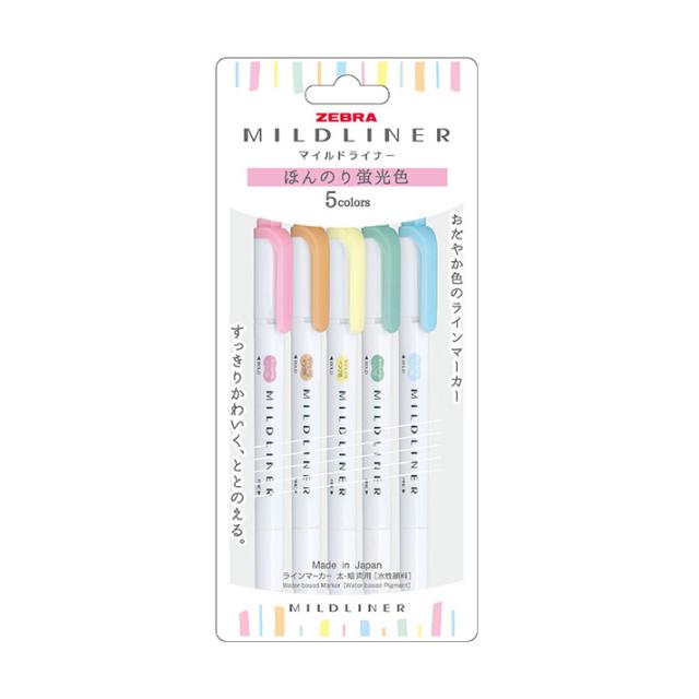 他サイト： ZEBRA/ゼブラ MILDLINER ラインマーカー マイルドライナー  ほんのり蛍光色5色セット WKT7-5C-Nの商品画像