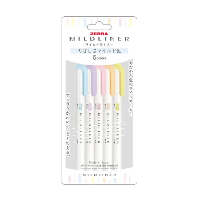 他サイト： ZEBRA/ゼブラ MILDLINER ラインマーカー マイルドライナー ほんのり蛍光色5色セット WKT7-5C-YCの商品画像