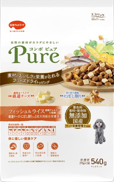 他サイト： 日本ペットフード 株式会社 コンボ ピュア ドッグ フィッシュ&ライス 540gの商品画像