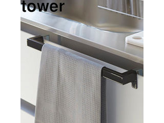 他サイト： YAMAZAKI 山崎実業 tower タワー キッチンタオルハンガーバー ワイド ブラック (2856)の商品画像