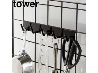 他サイト： YAMAZAKI 山崎実業 自立式メッシュパネル用 フック5連 タワー ブラック towerの商品画像