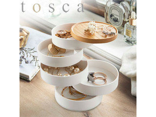 他サイト： YAMAZAKI 山崎実業 蓋付きアクセサリートレー トスカ  5段 ホワイトの商品画像