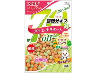 他サイト： Petio ペティオ おいしくスリム 脂肪分約70%オフ ササミビッツ 野菜入りミックス 80gの商品画像