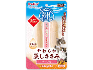 他サイト： Petio ペティオ 素材そのまま ねこちゃんの やわらか蒸しささみ かに味 2本入の商品画像