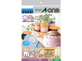 他サイト： A・one エーワン 布プリ A4判 ノーカット シールタイプ 2シート 30501の商品画像