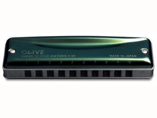 他サイト： SUZUKI/スズキ 10穴ハーモニカ OLIVE オリーブ C-20 (B調)の商品画像