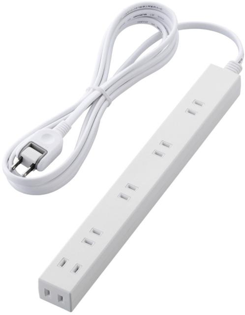 他サイト： ELECOM エレコム ほこり防止シャッター付きスリムタップ(雷ガード内蔵) 6個口 3m ホワイト T-NSLK-2630WHの商品画像