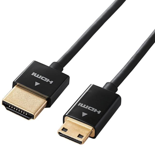 他サイト： ELECOM エレコム HDMIケーブル/イーサネット対応/スーパースリム/mini/1.5m/ブラック DH-HD14SSM1の商品画像