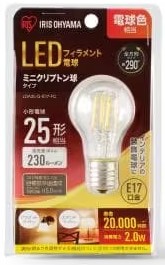 他サイト： IRIS OHYAMA/アイリスオーヤマ LED電球 ミニクリプトン球 小形 電球色 (230lm) LDA2L-G-E17-Fの商品画像
