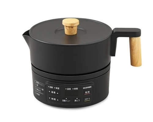 他サイト： IRIS OHYAMA アイリスオーヤマ ICK-M1200-B ブラック クッキングケトル 1.0Lの商品画像