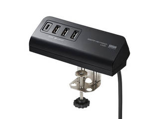 他サイト： SANWA SUPPLY サンワサプライ クランプ式USB充電器TypeC1ポート+USB3ポートブラック ACA-IP51BKの商品画像