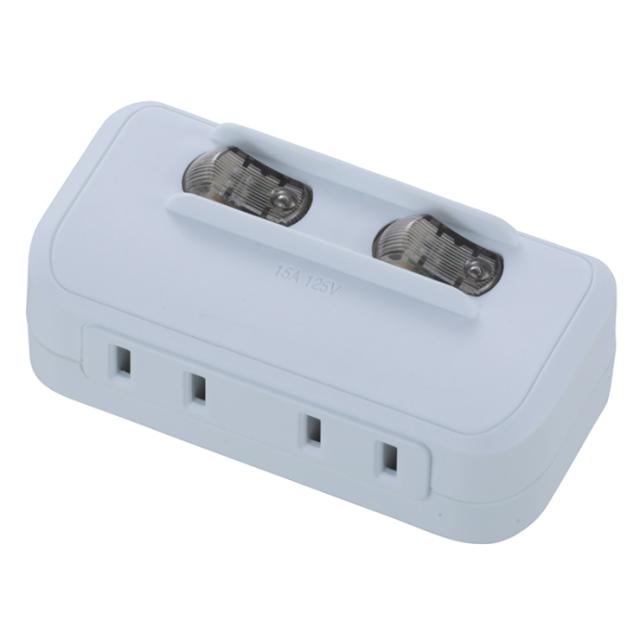 他サイト： OHM/オーム電機 HS-A1758W LED個別スイッチ付き 節電タップ 2個口の商品画像