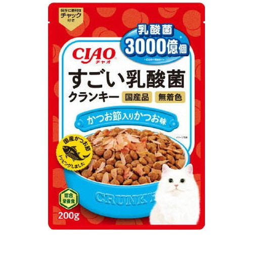 他サイト： CIAO すごい乳酸菌クランキー かつお節入り かつお味 200g 猫 キャットフード えさ ドライ ◆賞味期限 2026年12の商品画像