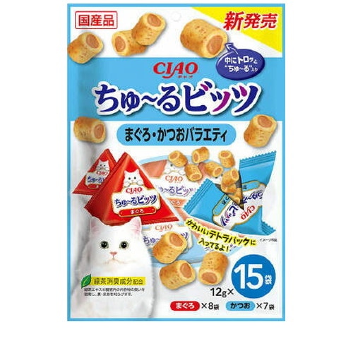 他サイト： ちゅ?るビッツ まぐろ・かつおバラエティ 12g×15袋 猫 えさ おやつ 間食 ◆賞味期限 2027年10月の商品画像