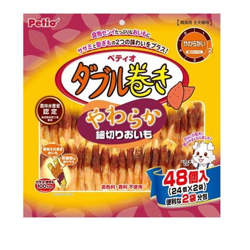 他サイト： ダブル巻き やわらか細切りおいも(48個入) 犬 えさ おやつ 間食 ◆賞味期限 2025年12月の商品画像