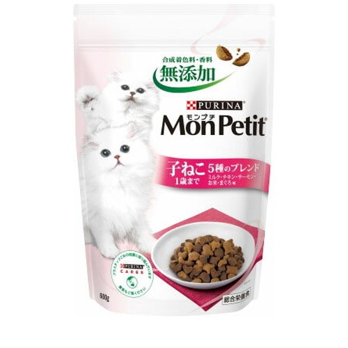 他サイト： モンプチ バッグ 子ねこ用 5種のブレンド ミルク チキン サーモン お米 まぐろ味 600g 猫 キャットフード ◆賞味期限 の商品画像