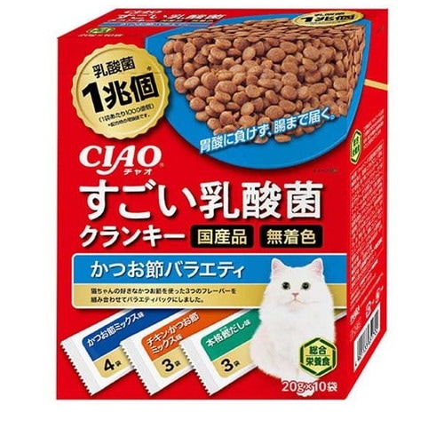 他サイト： いなば CIAO すごい乳酸菌クランキー かつお節バラエティ 200g(20gx10袋入) 猫 キャットフード えさ ドライ ◆の商品画像