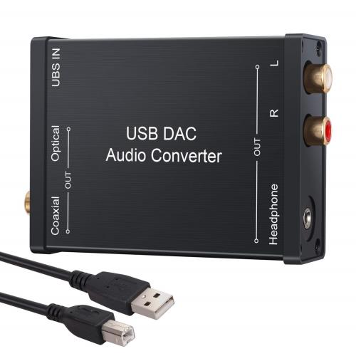 他サイト： LiNKFOR USB DAC 音声変換機 USB入力 光 同軸 RCA 3.5mmヘッドフォン出力 USBサウンドカード USの商品画像