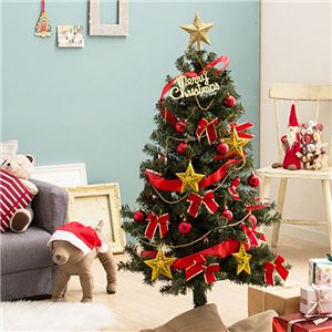 送料無料 デラックス クリスマスツリーセット レッド ゴールド 高さ1cm Ledイルミネーション 豪華オーナメント付 組立片付け簡単の通販はau Pay マーケット イーグルアイau Wowma 店