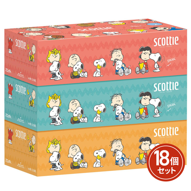 他サイト： [ケース販売] スコッティ ティシュー スヌーピー 440枚 ( 220組 ) 3箱パック×18個 日本製紙クレシアの商品画像