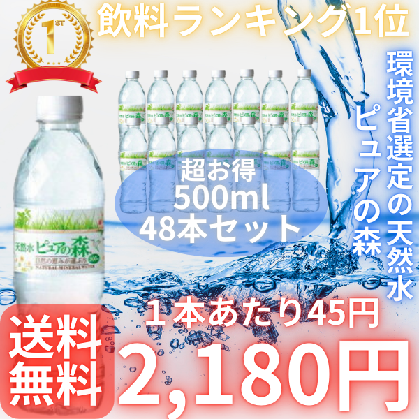 【絶対飲んで欲しい!飲料ランキング2年連続1位の環境省に選定された天然水!】 大容量48本入り! 1本あたり45円の環境省選定の